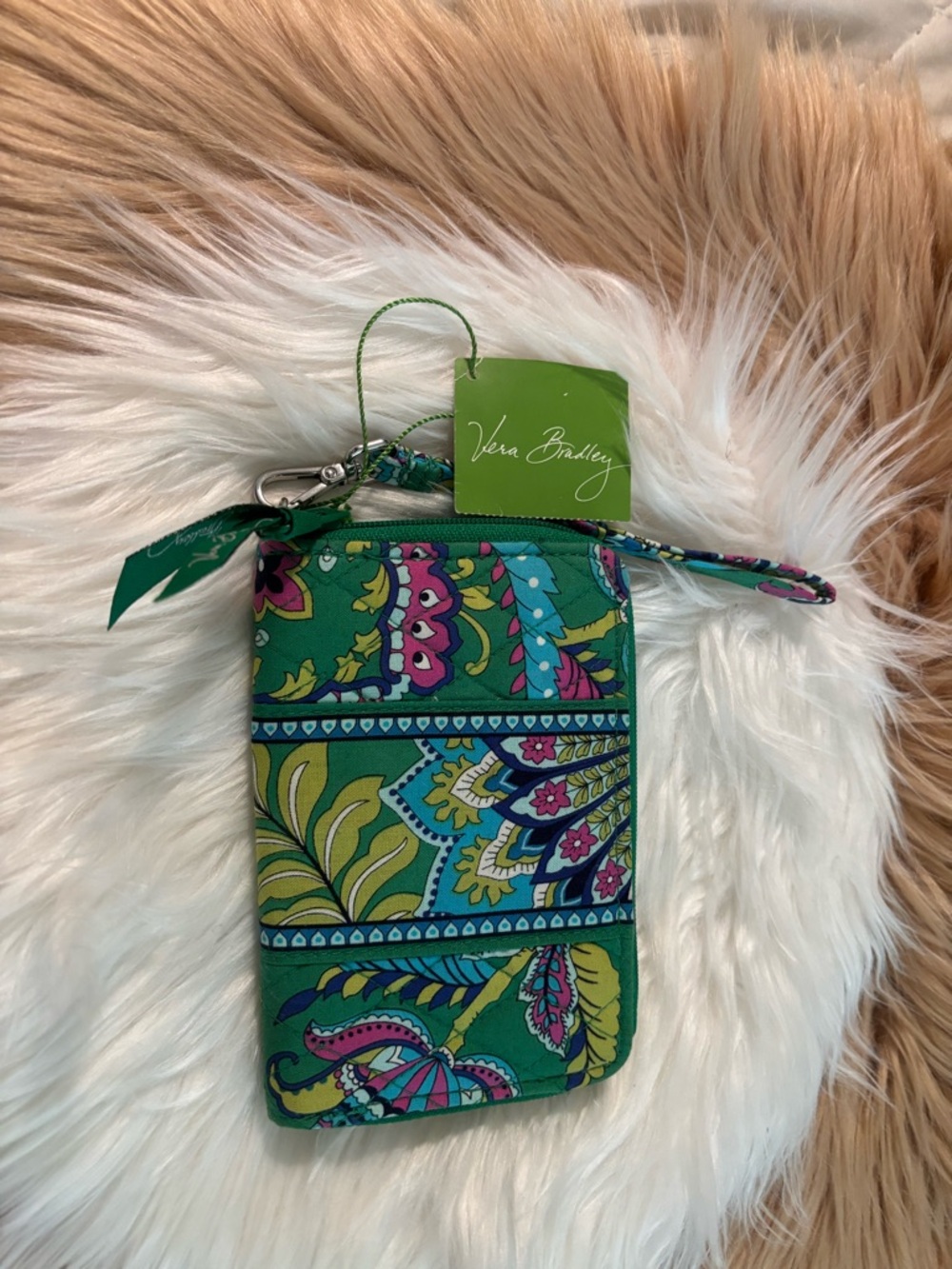 Vera Bradley Teal Green Floral Paisley Wristlet Phone Case